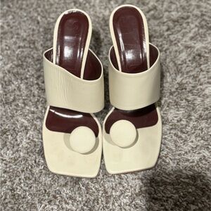Staud Luna Square Toe Leather Sandals